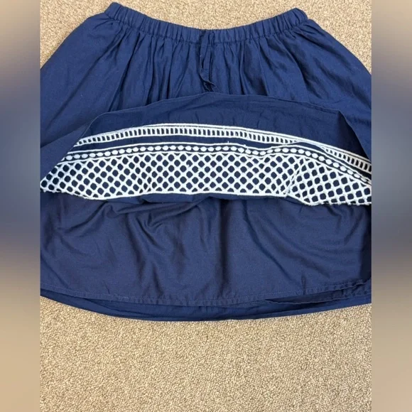 Crewcuts: Navy Blue Lattice Embroidered Cotton Skirt, Size 10 - Picture 7 of 8